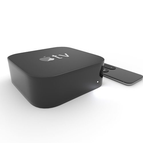 Apple TV box and remote  3D model