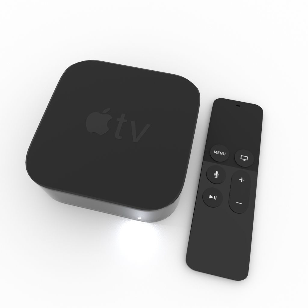Apple TV box and remote  3D model_2