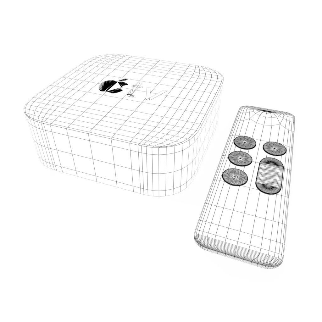 Apple TV box and remote  3D model_5