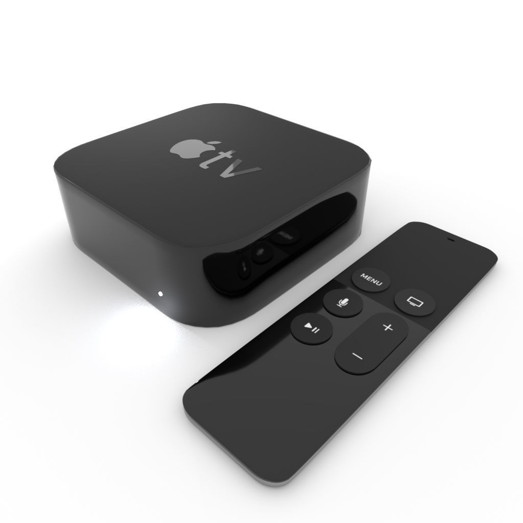 Apple TV box and remote  3D model_7