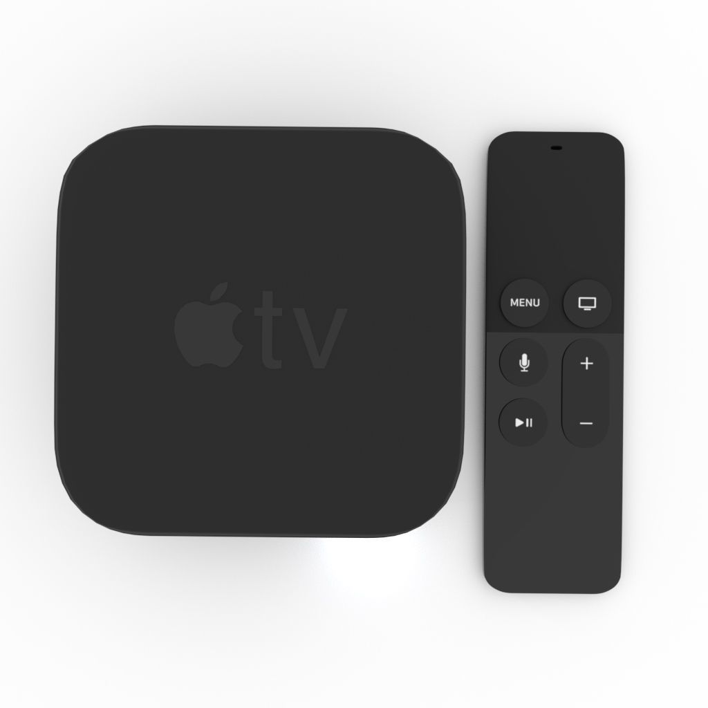 Apple TV box and remote  3D model_6