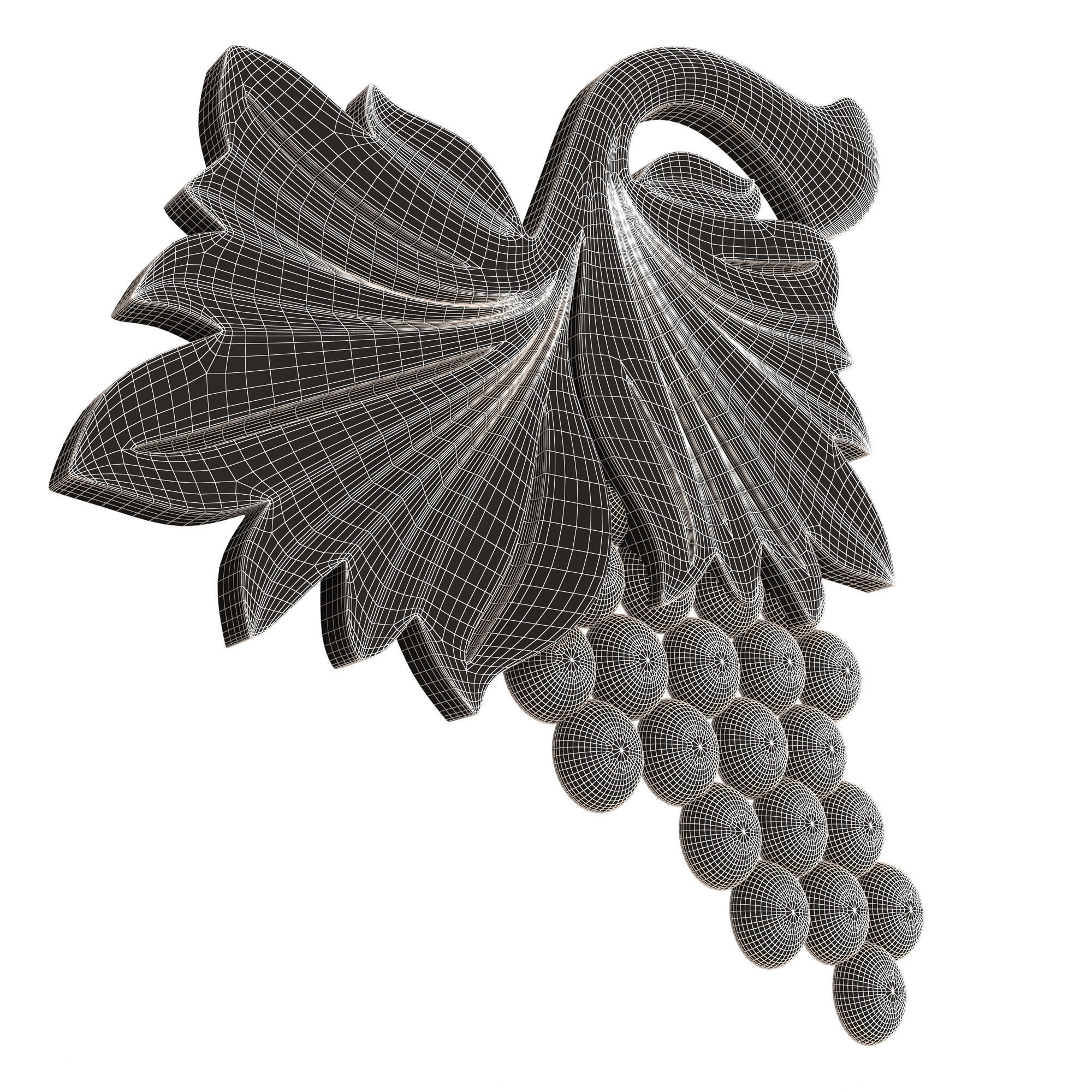 Grape Bas Relief Low-poly 3D model_9