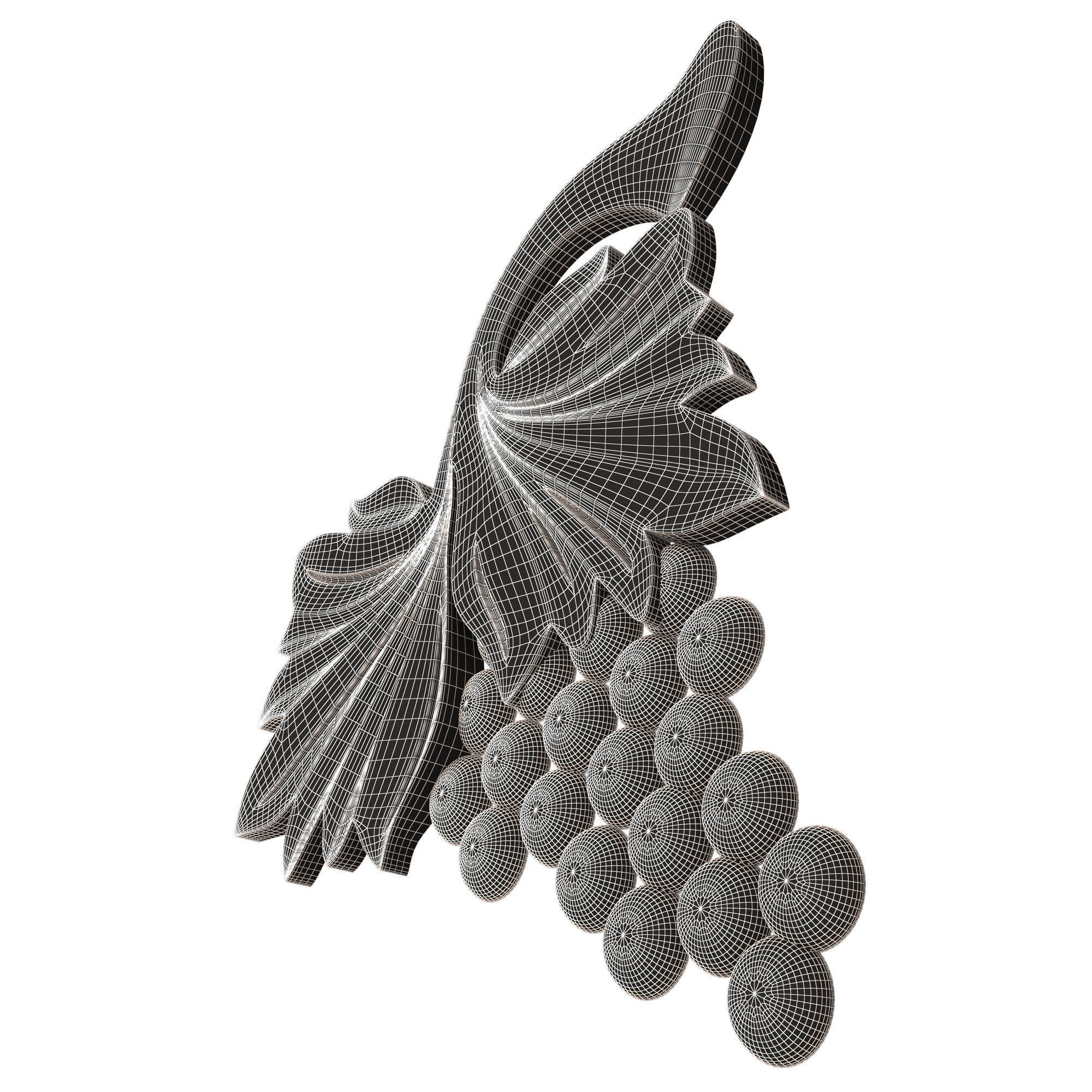 Grape Bas Relief Low-poly 3D model_10