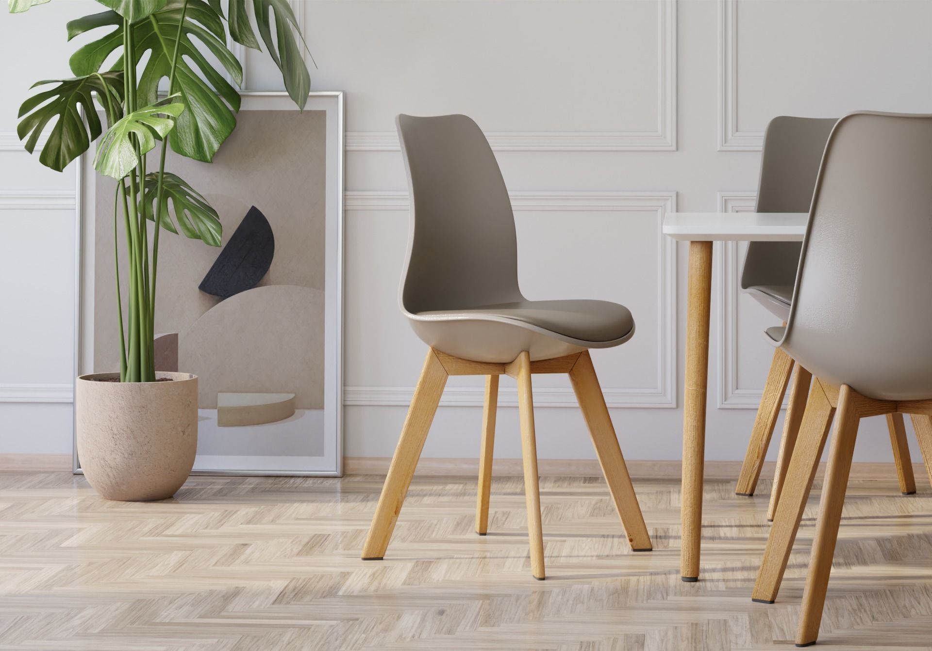 Dining table set 3D model_4