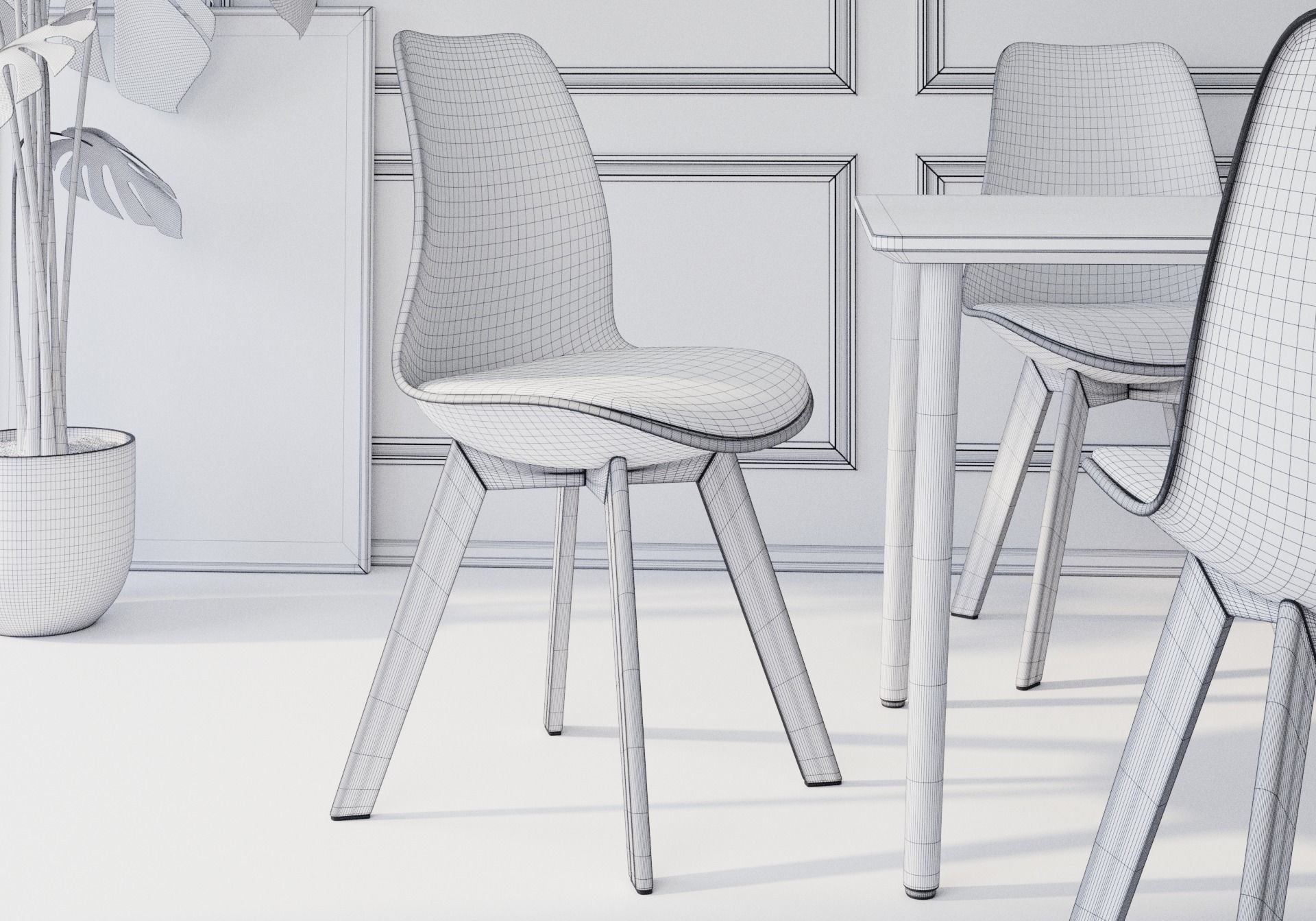 Dining table set 3D model_7