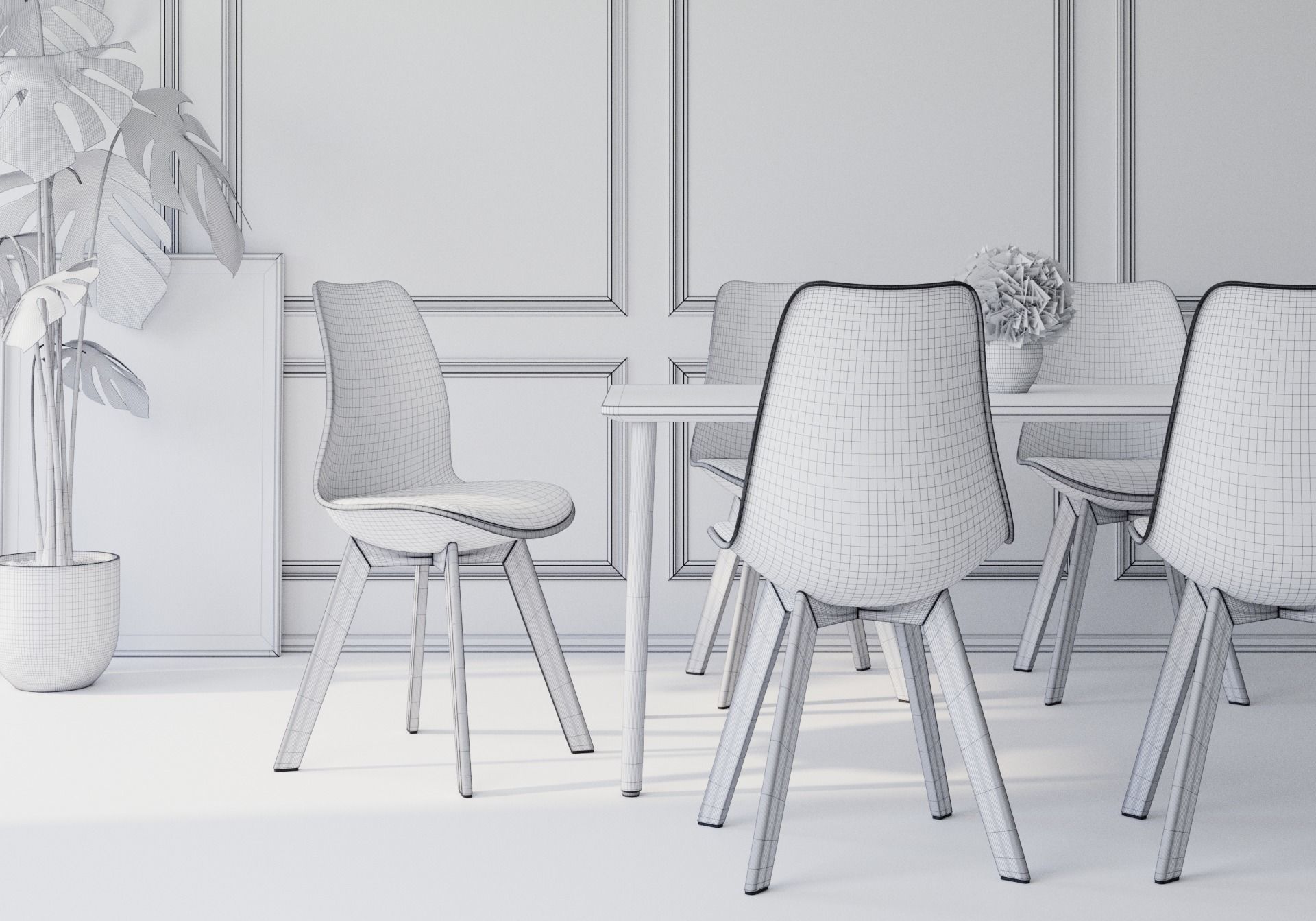 Dining table set 3D model_5