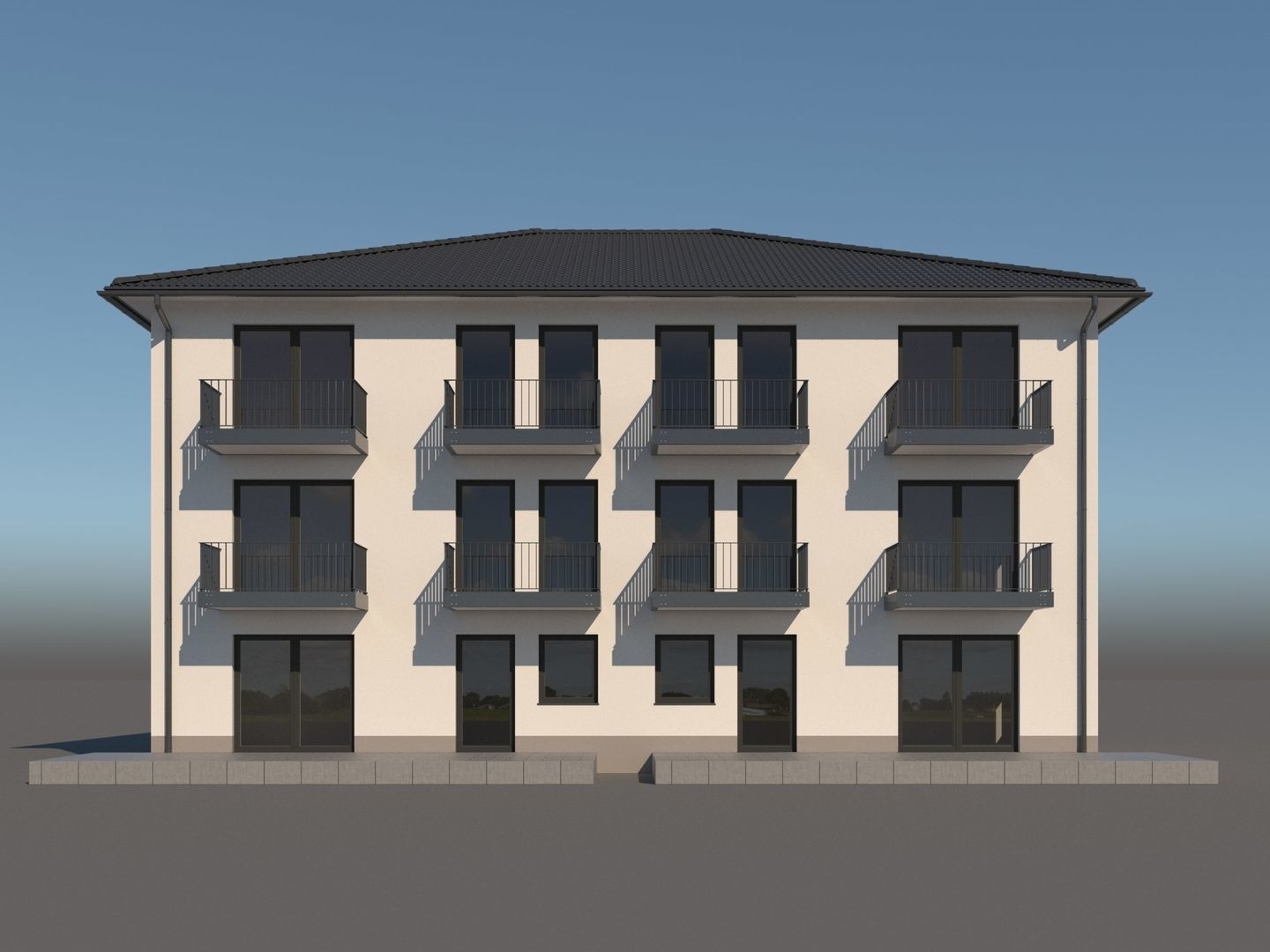 Apartment Building 001 3D model_1