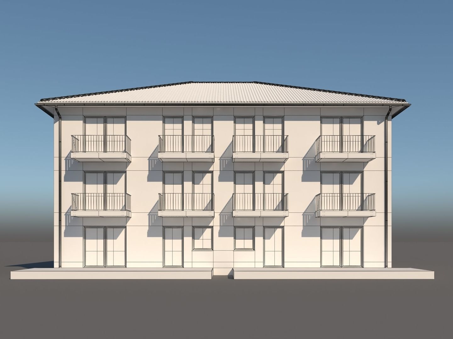 Apartment Building 001 3D model_13