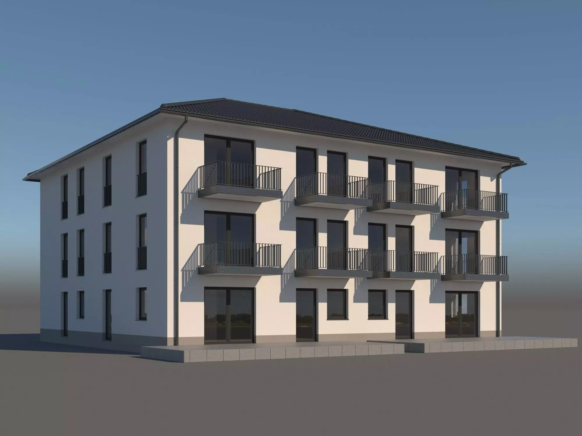 Apartment Building 001 3D model_0