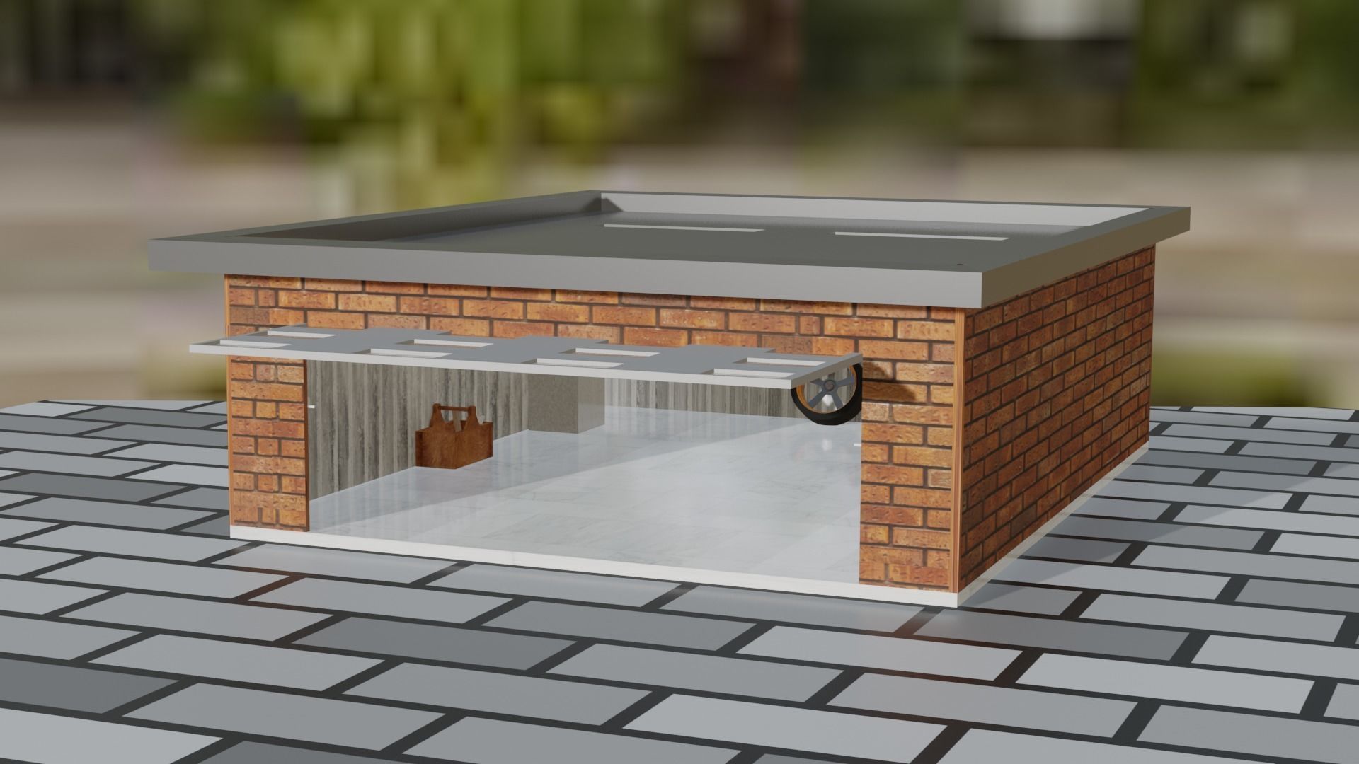 Garage Model motorcycle tire simulator Low-poly 3D model_2