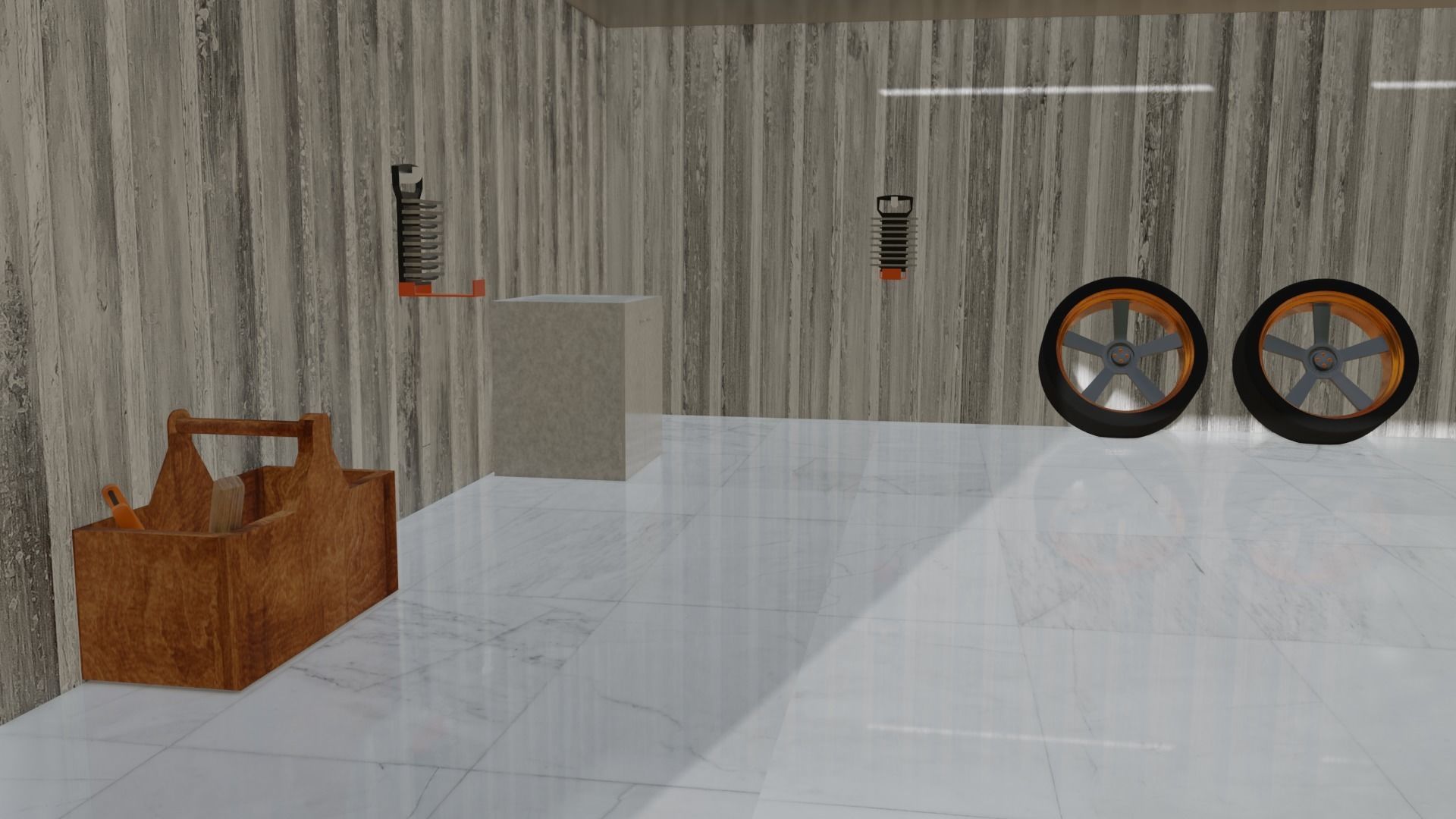 Garage Model motorcycle tire simulator Low-poly 3D model_4