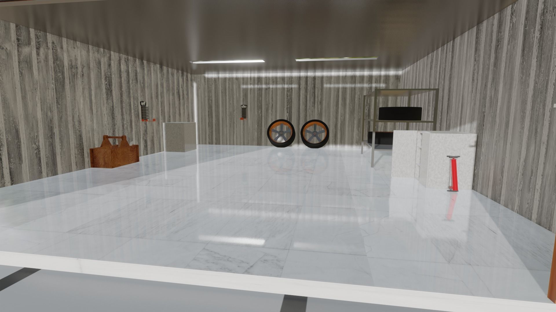 Garage Model motorcycle tire simulator Low-poly 3D model_3