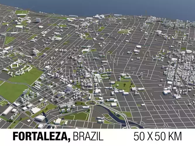 Fortaleza Brazil 50x50km 3D model