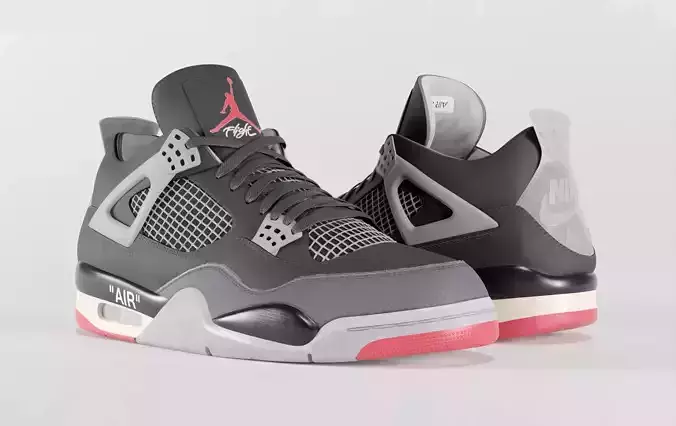 Jordan 4 Off White Bred  Low-poly 3D model