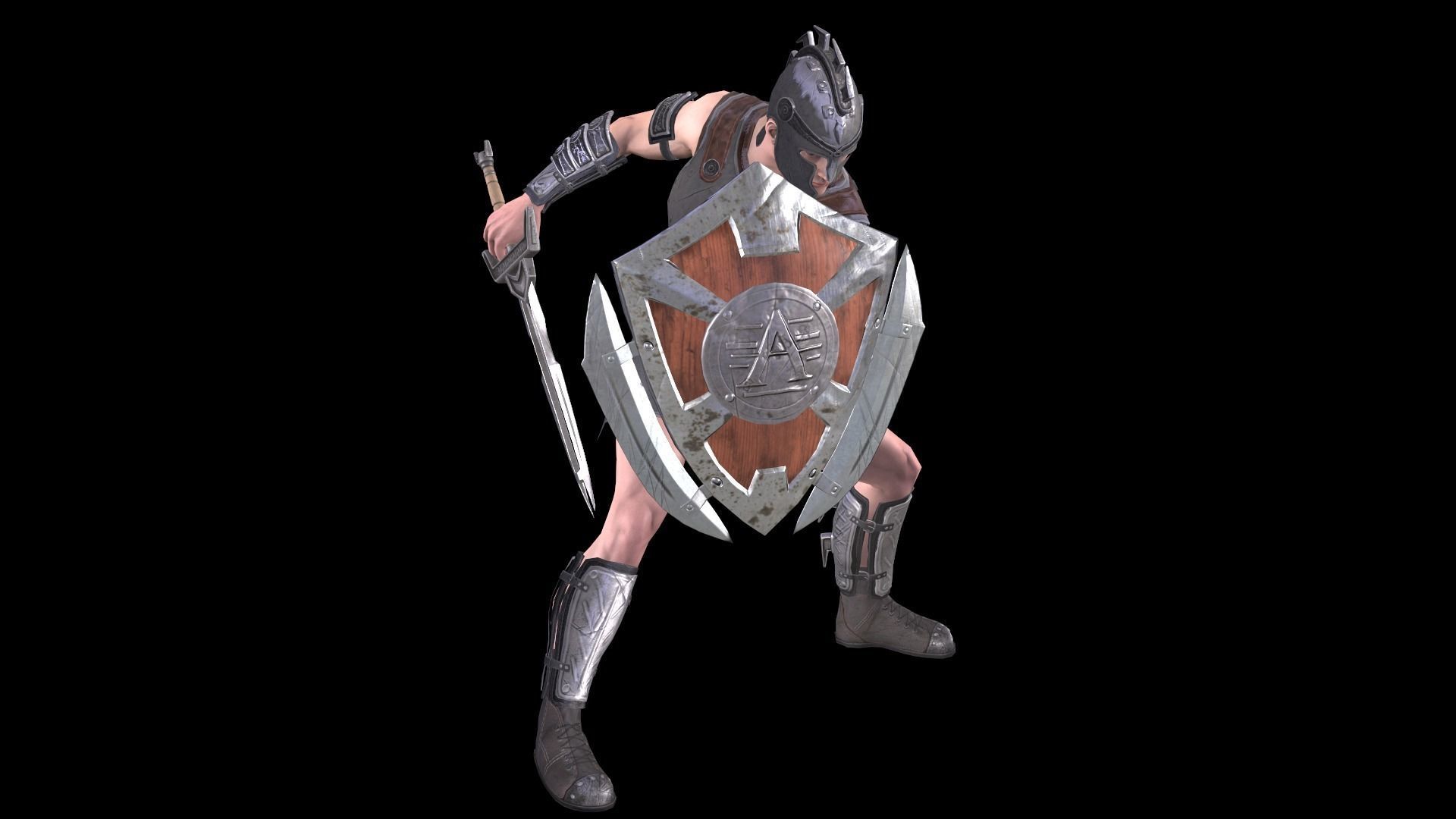 Greek Warrior 01 Low-poly 3D model_18