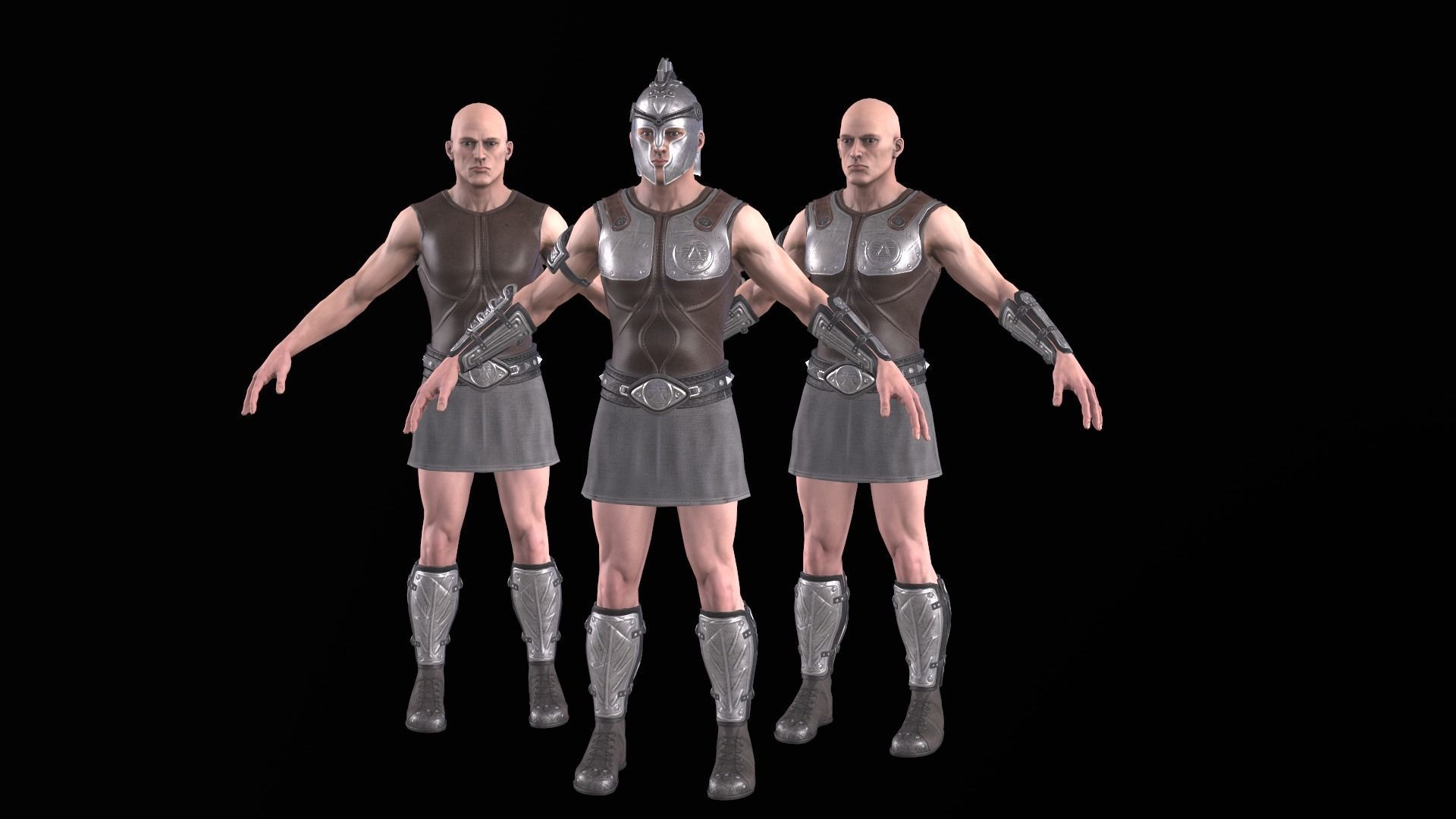 Greek Warrior 01 Low-poly 3D model_4