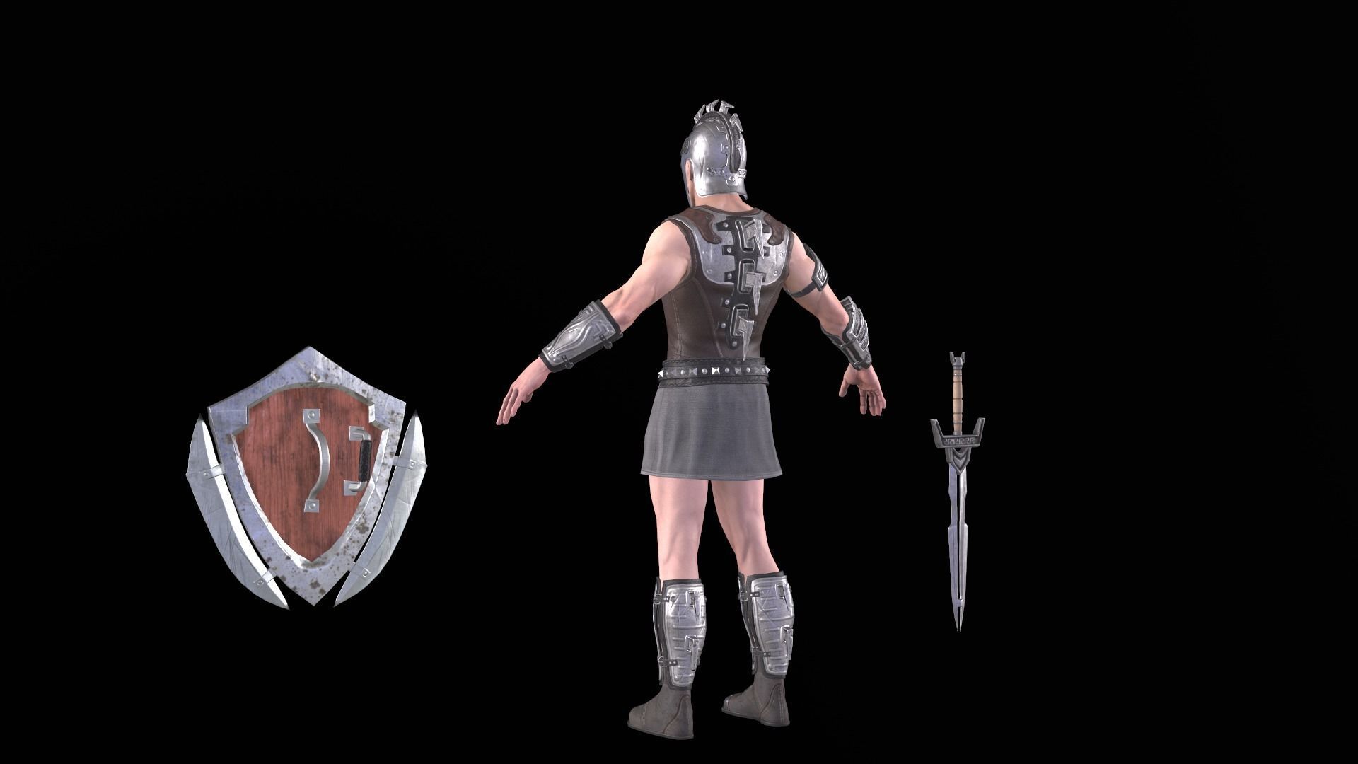 Greek Warrior 01 Low-poly 3D model_6
