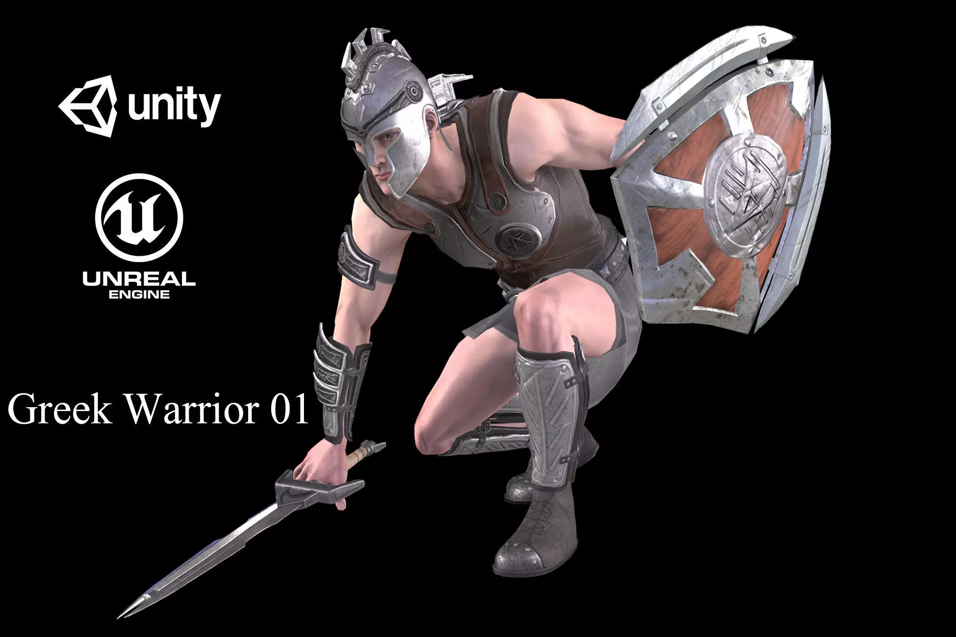 Greek Warrior 01 Low-poly 3D model_0