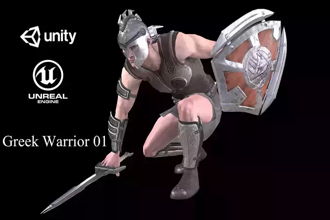 Greek Warrior 01 Low-poly 3D model