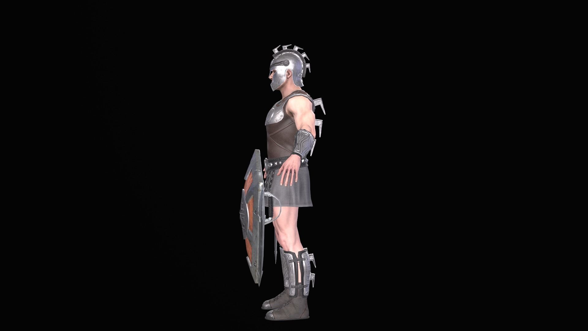 Greek Warrior 01 Low-poly 3D model_7
