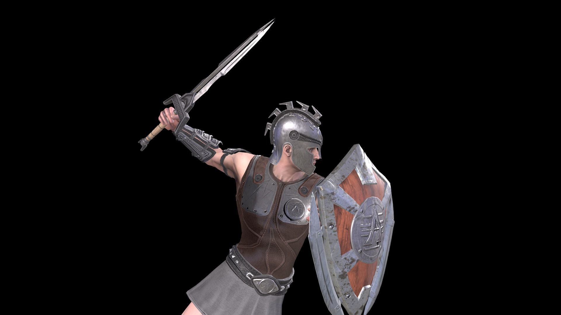 Greek Warrior 01 Low-poly 3D model_19
