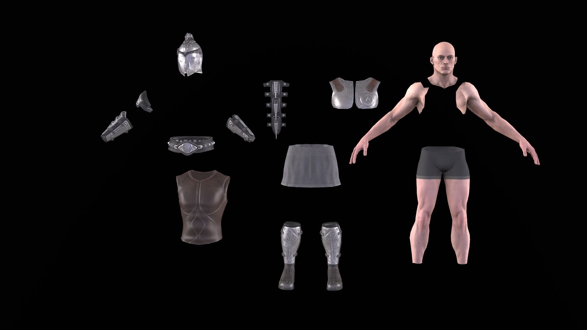 Greek Warrior 01 Low-poly 3D model_8