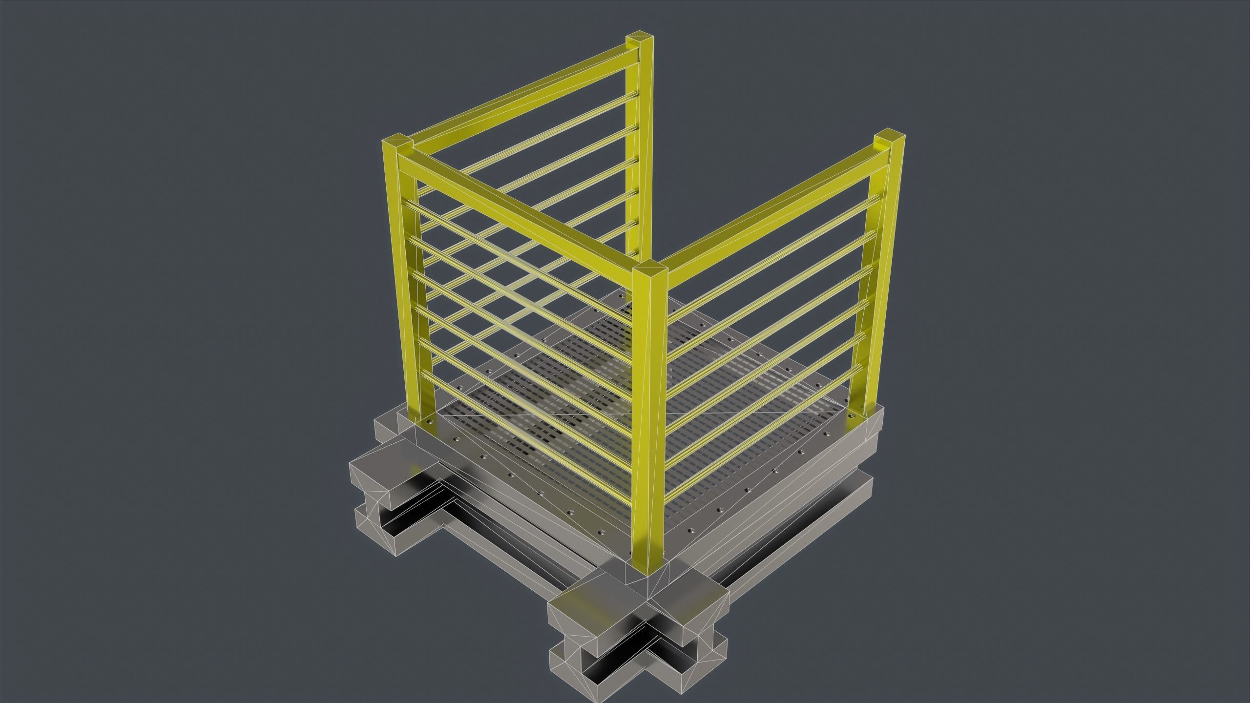 Catwalk set ladder with stripes Low-poly 3D model_21