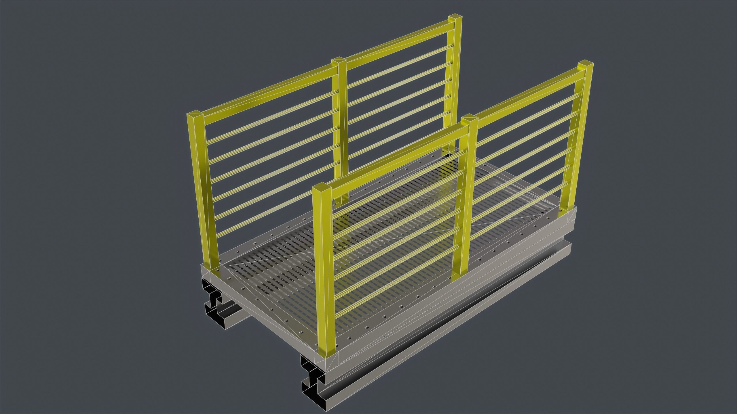 Catwalk set ladder with stripes Low-poly 3D model_25