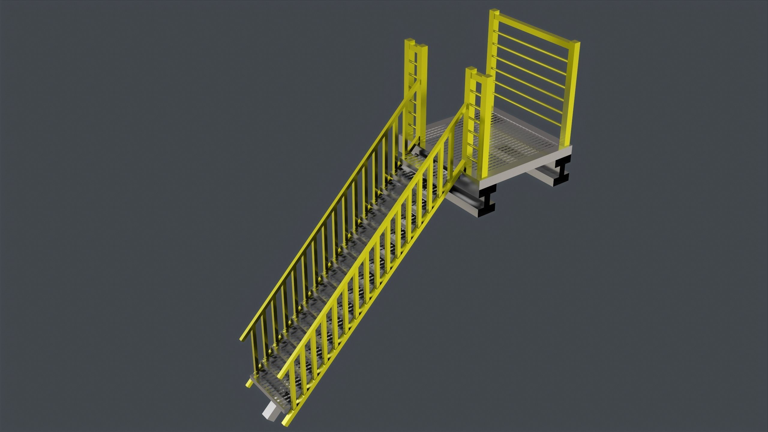 Catwalk set ladder with stripes Low-poly 3D model_10