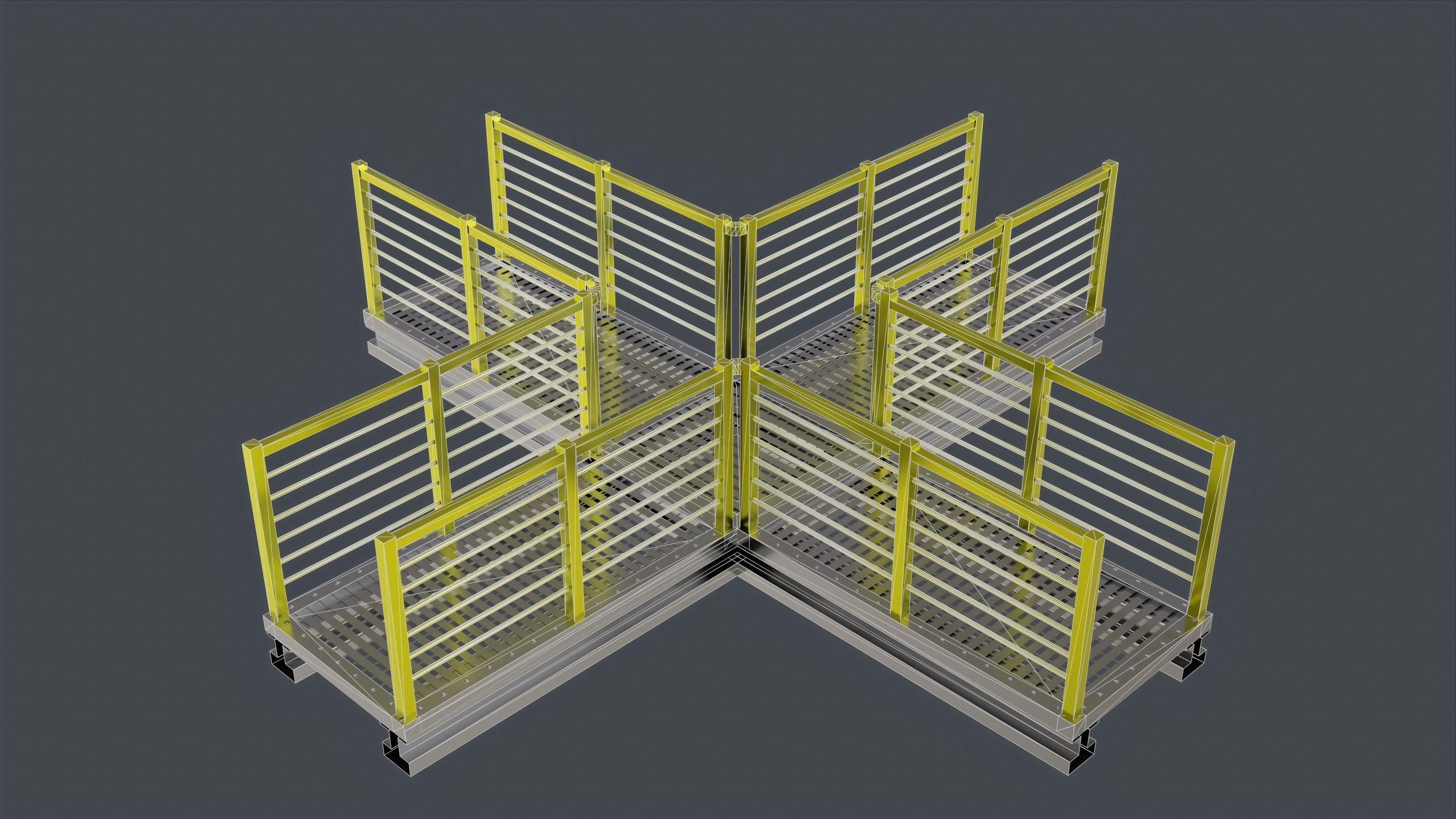 Catwalk set ladder with stripes Low-poly 3D model_8