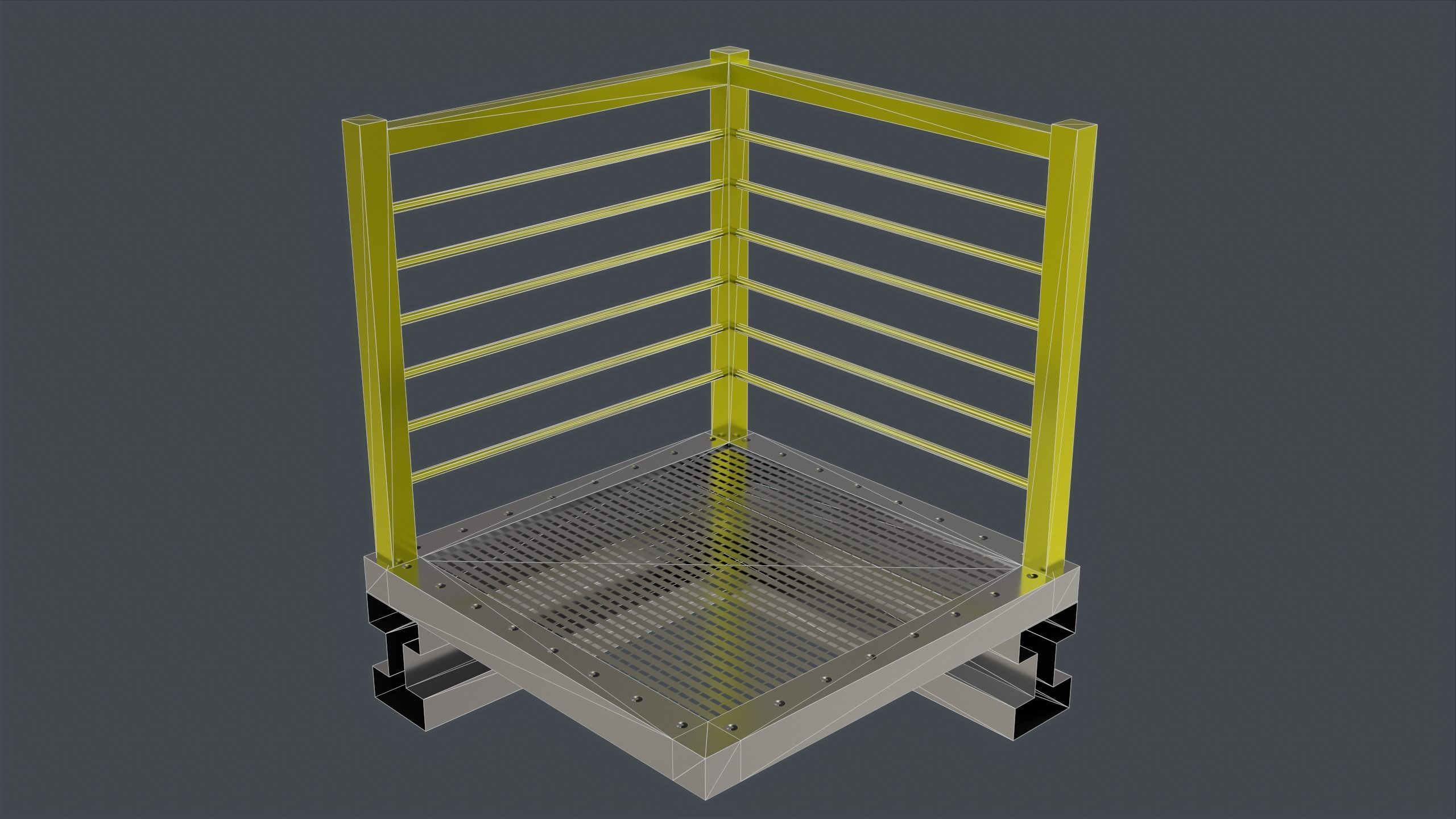 Catwalk set ladder with stripes Low-poly 3D model_17