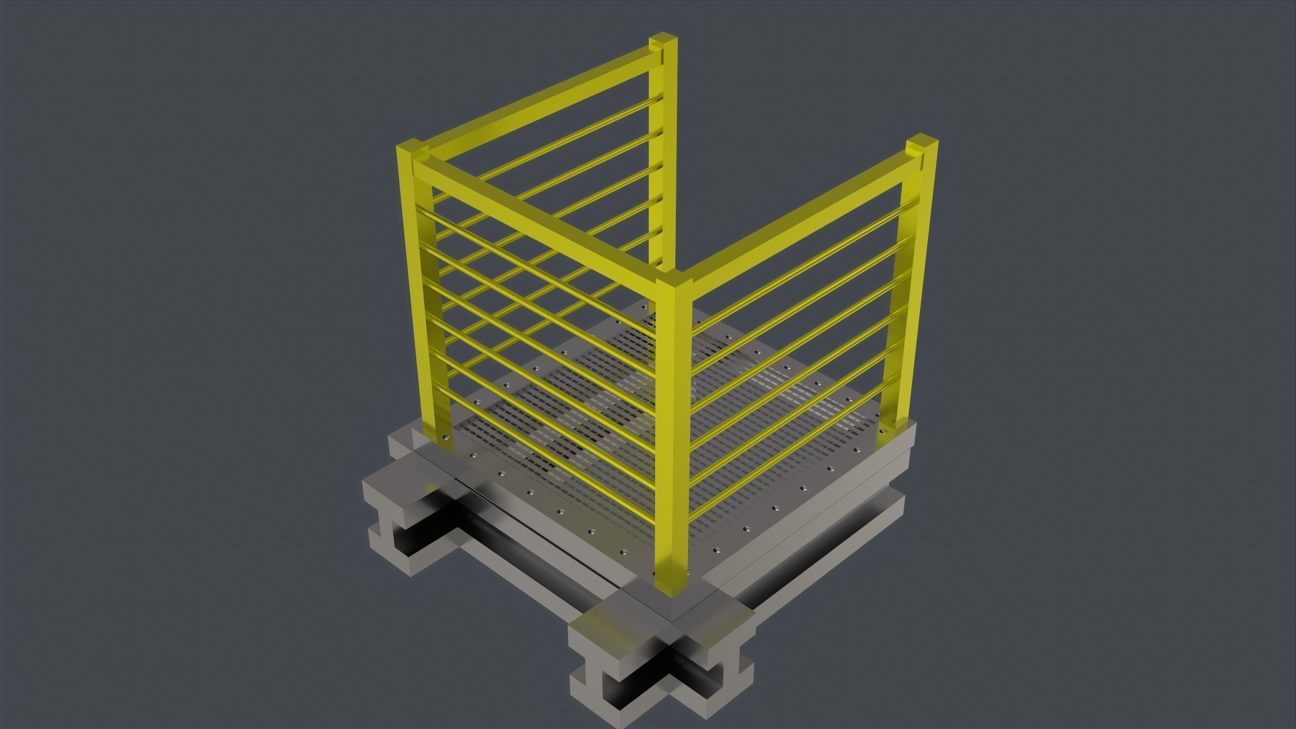 Catwalk set ladder with stripes Low-poly 3D model_20