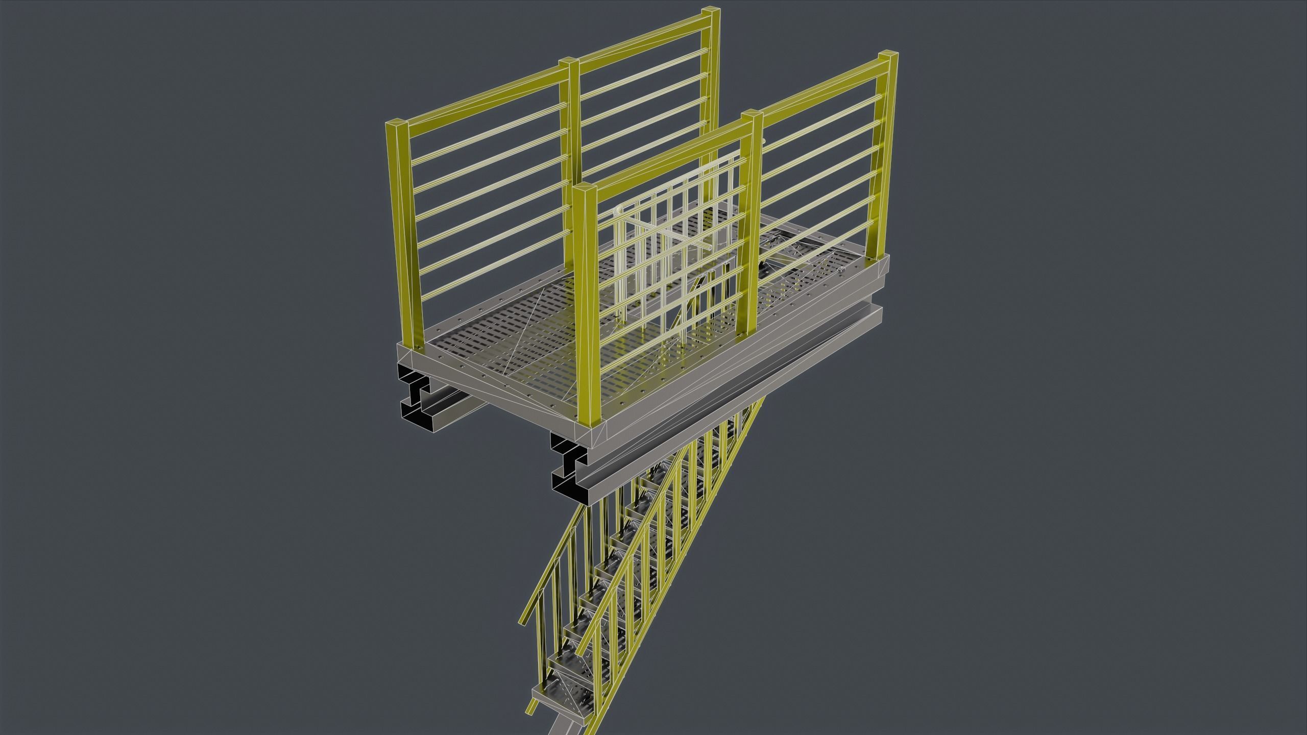 Catwalk set ladder with stripes Low-poly 3D model_15