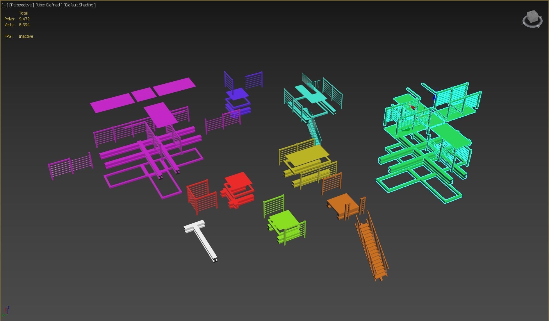 Catwalk set ladder with stripes Low-poly 3D model_27