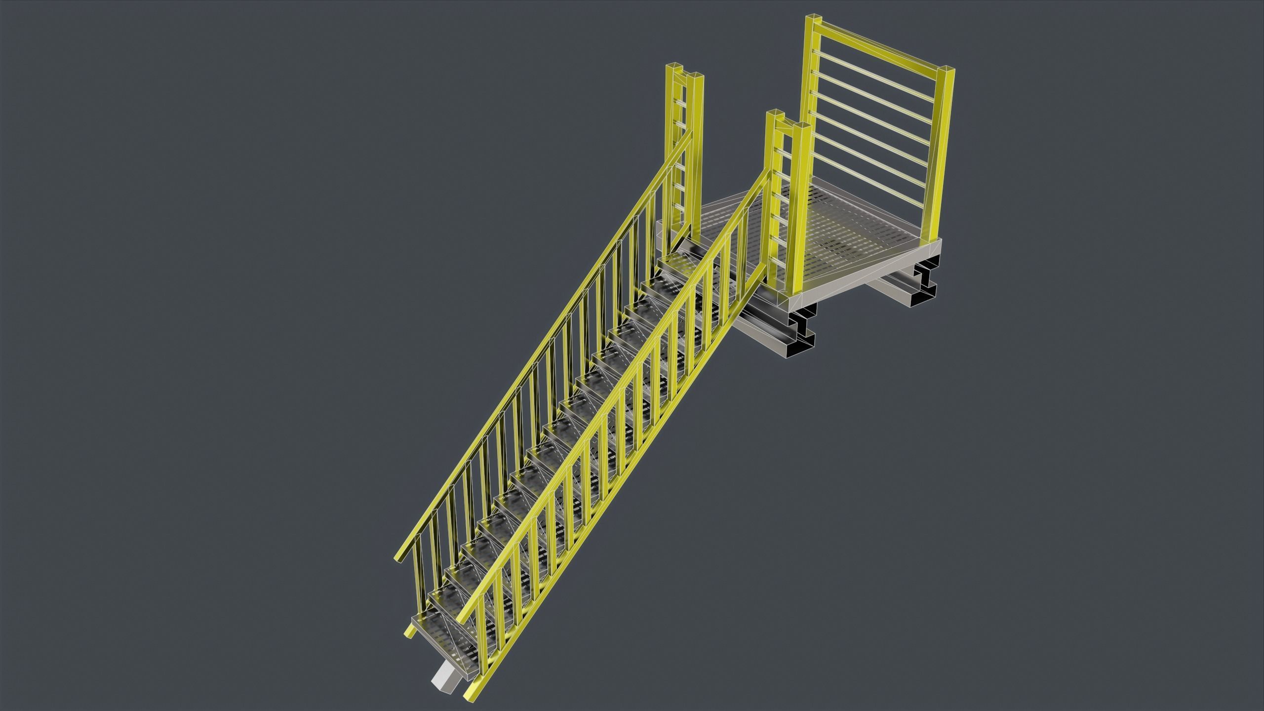 Catwalk set ladder with stripes Low-poly 3D model_9