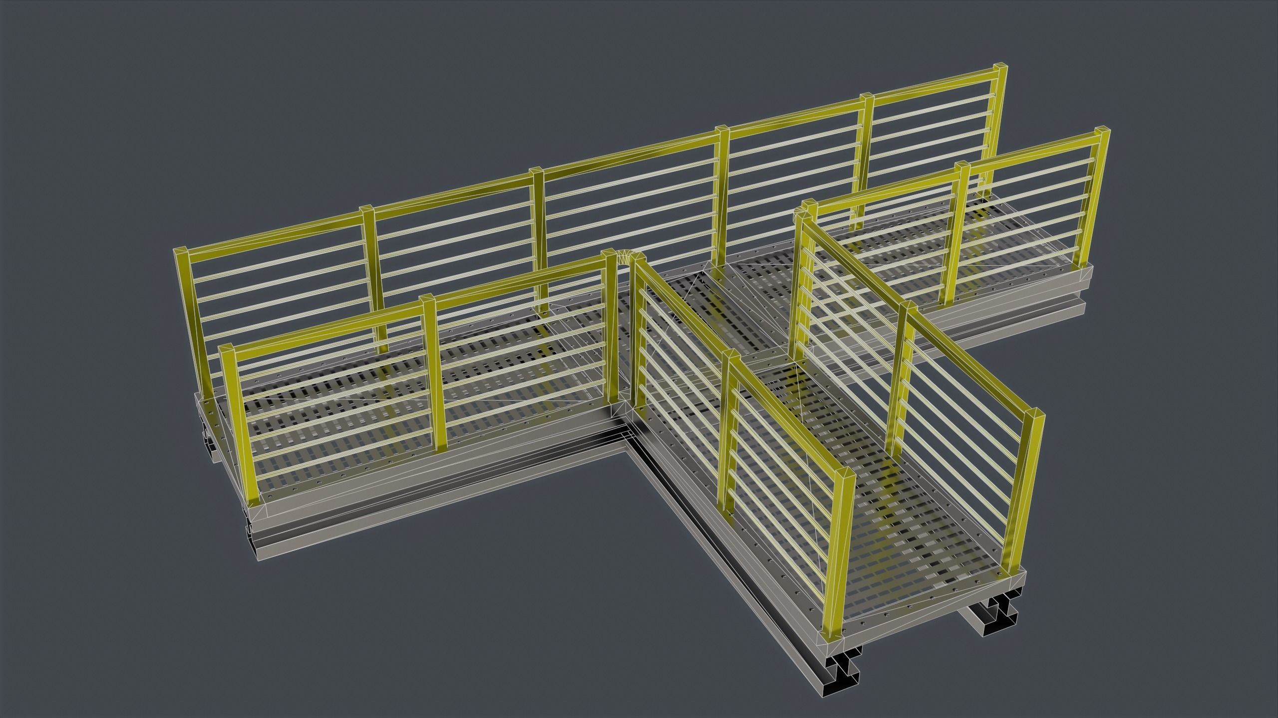 Catwalk set ladder with stripes Low-poly 3D model_22