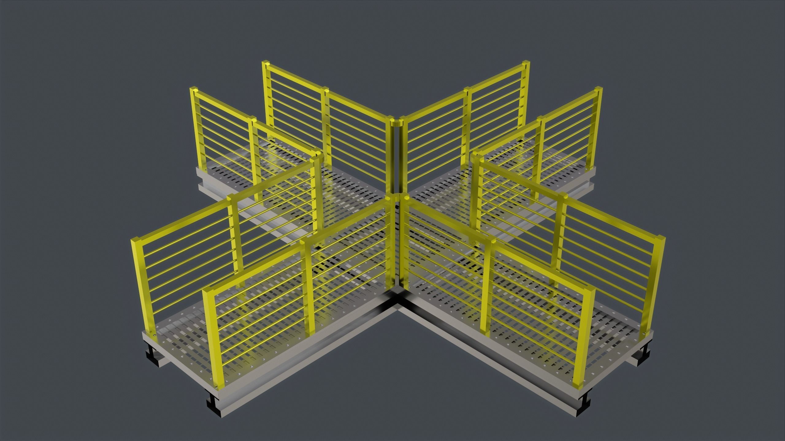 Catwalk set ladder with stripes Low-poly 3D model_7
