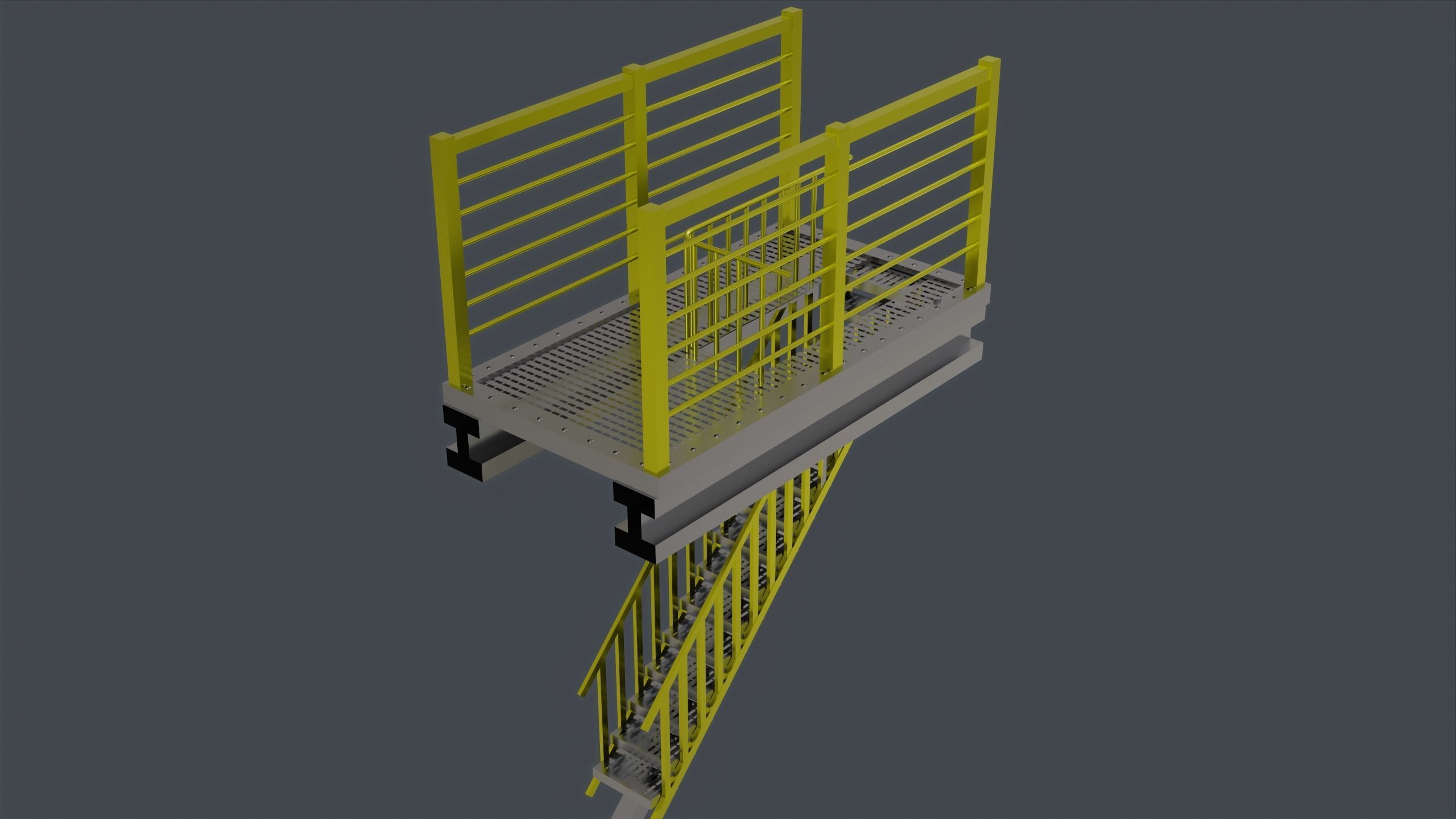 Catwalk set ladder with stripes Low-poly 3D model_14