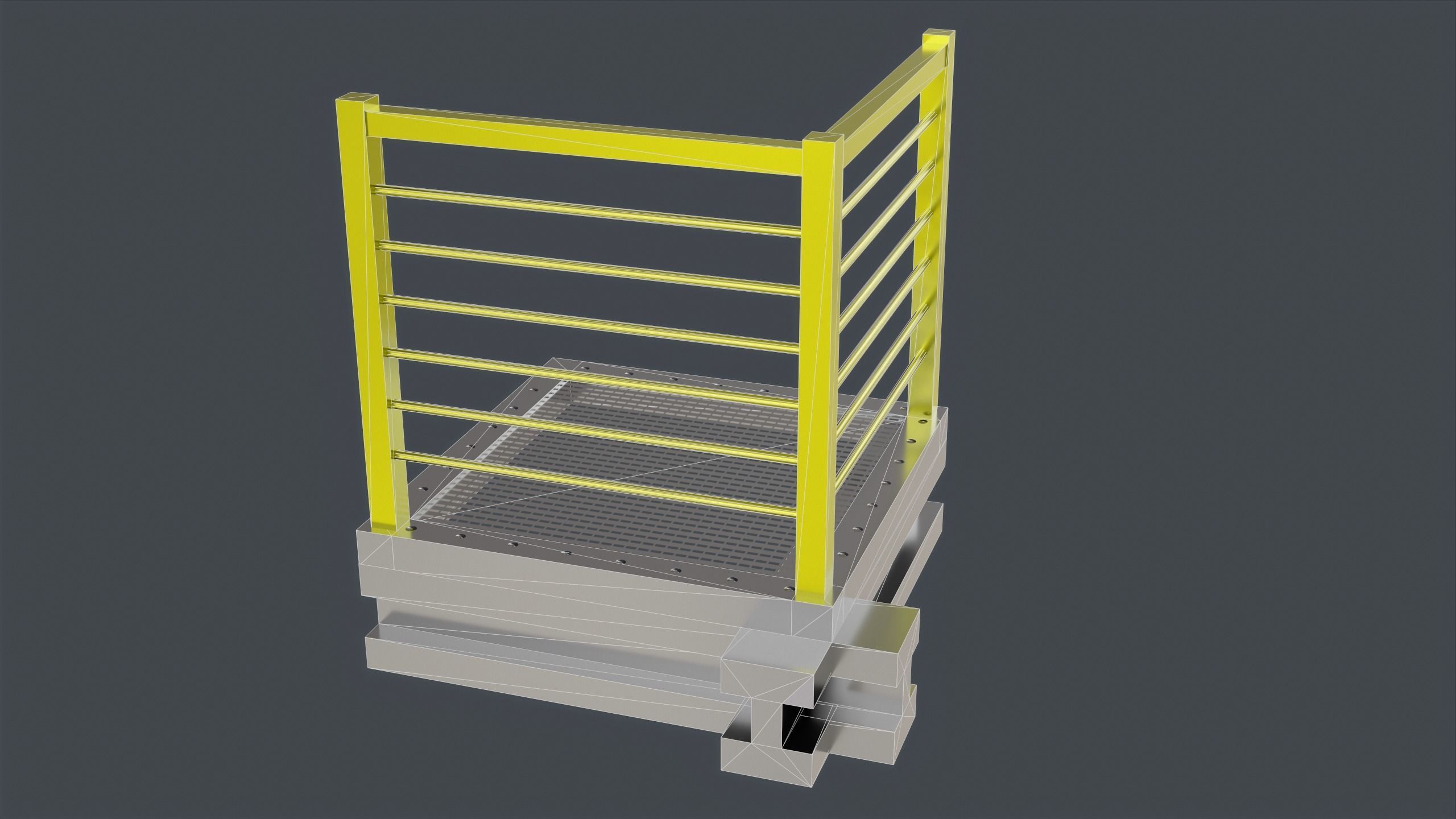 Catwalk set ladder with stripes Low-poly 3D model_18