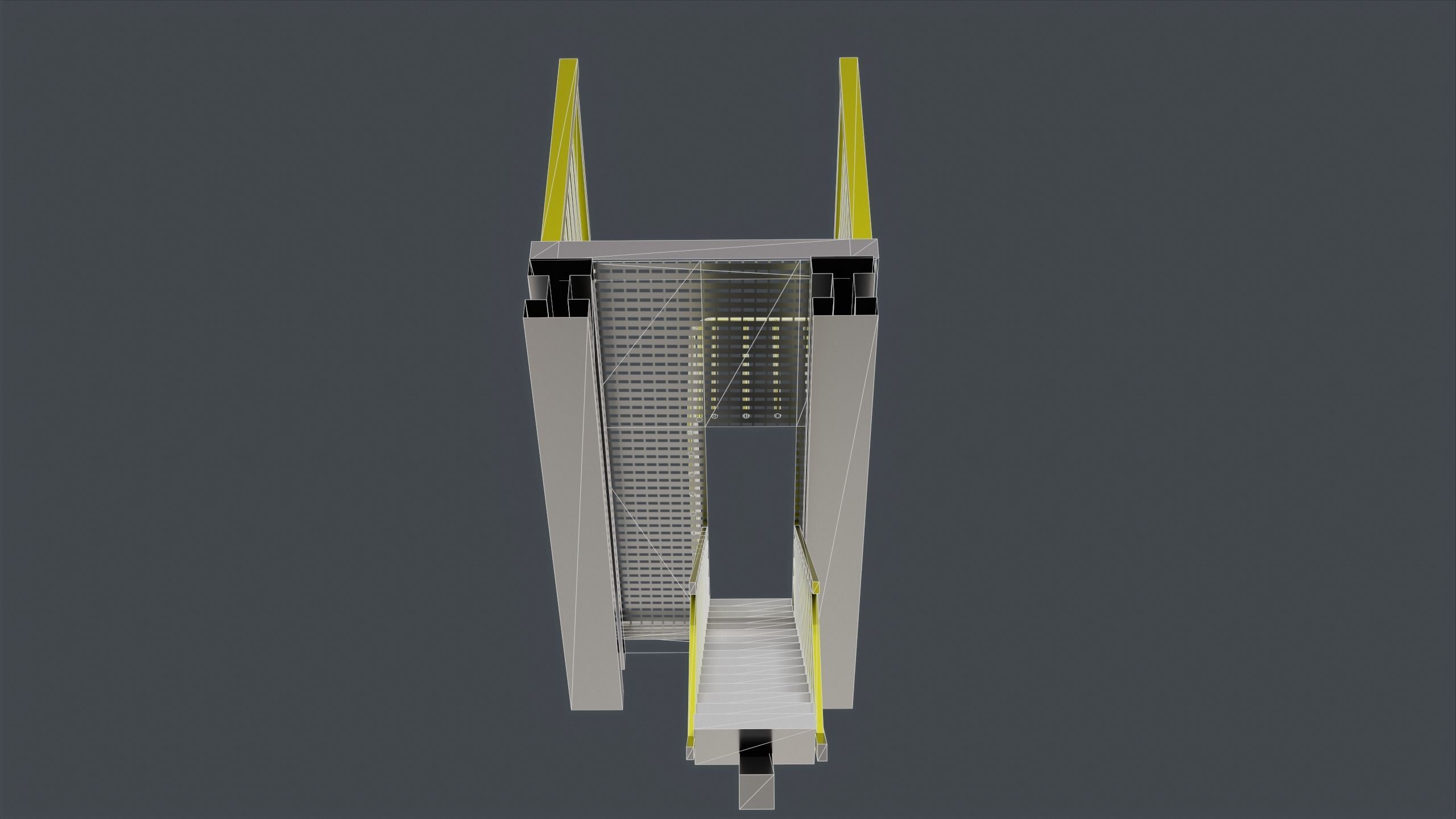 Catwalk set ladder with stripes Low-poly 3D model_16