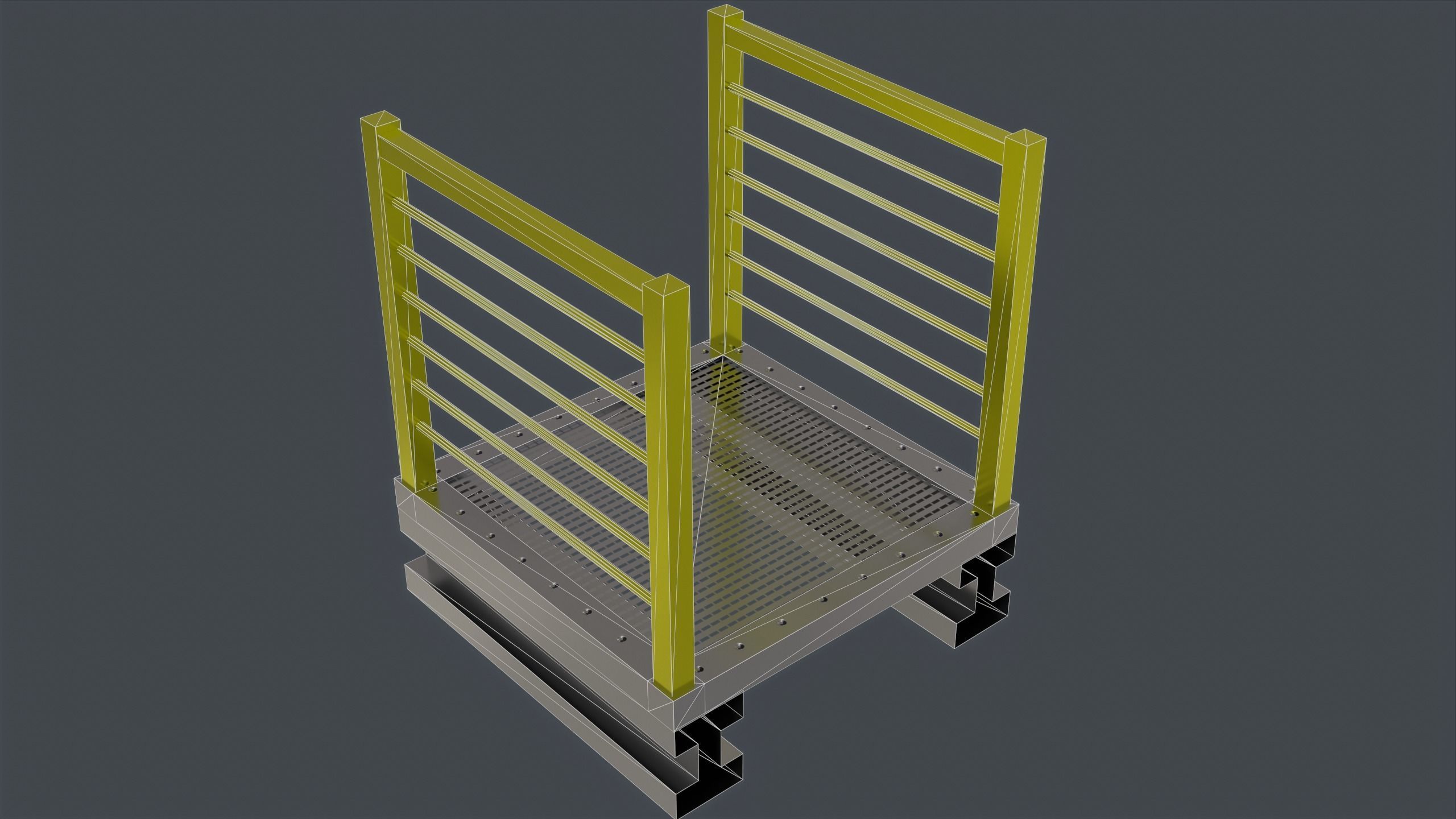 Catwalk set ladder with stripes Low-poly 3D model_12
