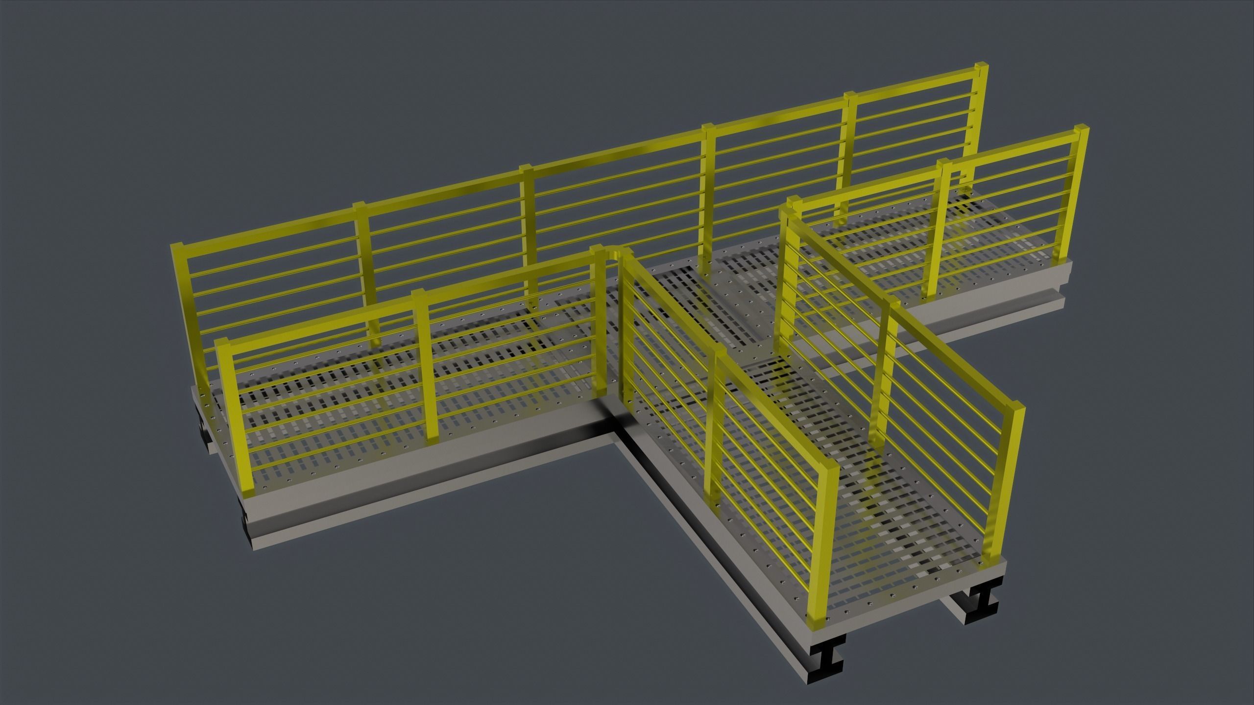 Catwalk set ladder with stripes Low-poly 3D model_23