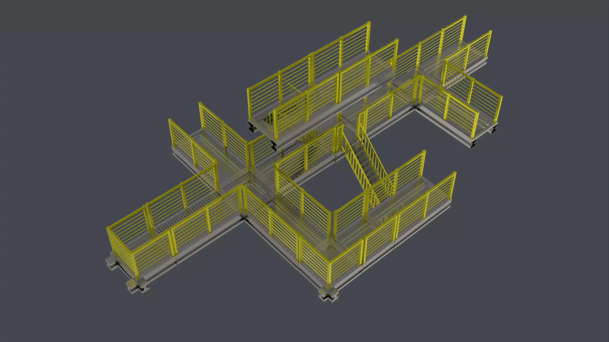Catwalk set ladder with stripes Low-poly 3D model_0
