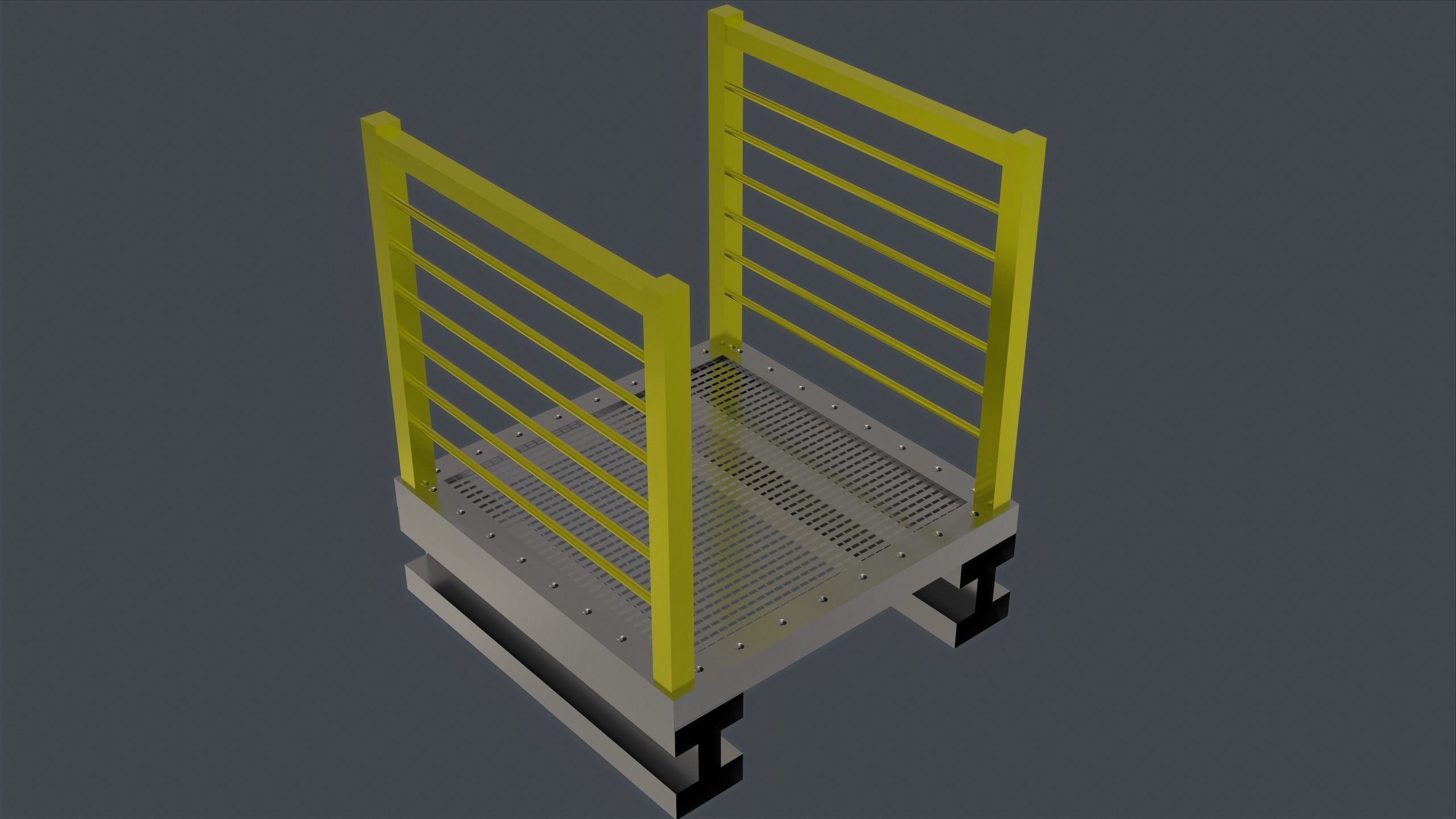 Catwalk set ladder with stripes Low-poly 3D model_13