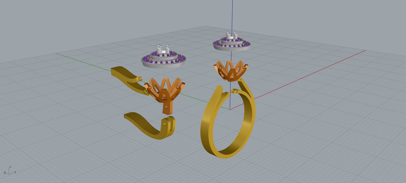 Ring and Earrings Diamond jewelry set 3d print model A 07 3D print model_16