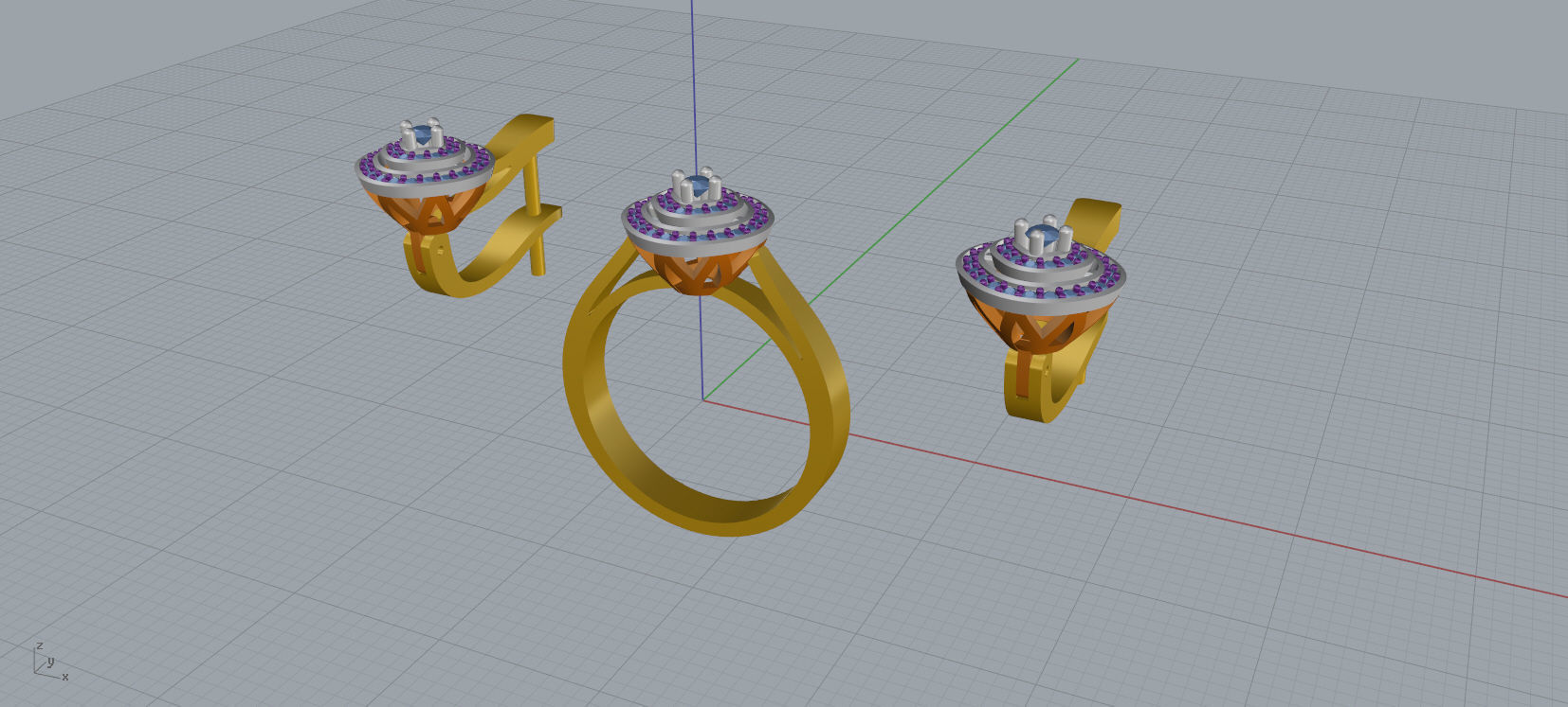 Ring and Earrings Diamond jewelry set 3d print model A 07 3D print model_14