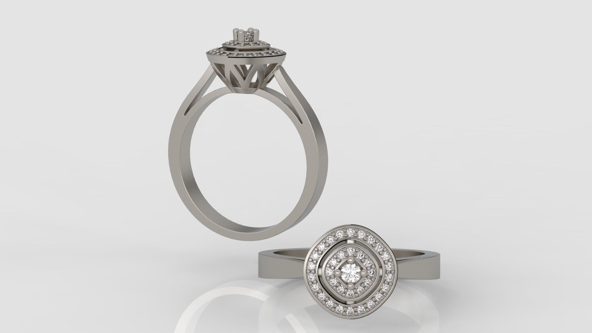 Ring and Earrings Diamond jewelry set 3d print model A 07 3D print model_1