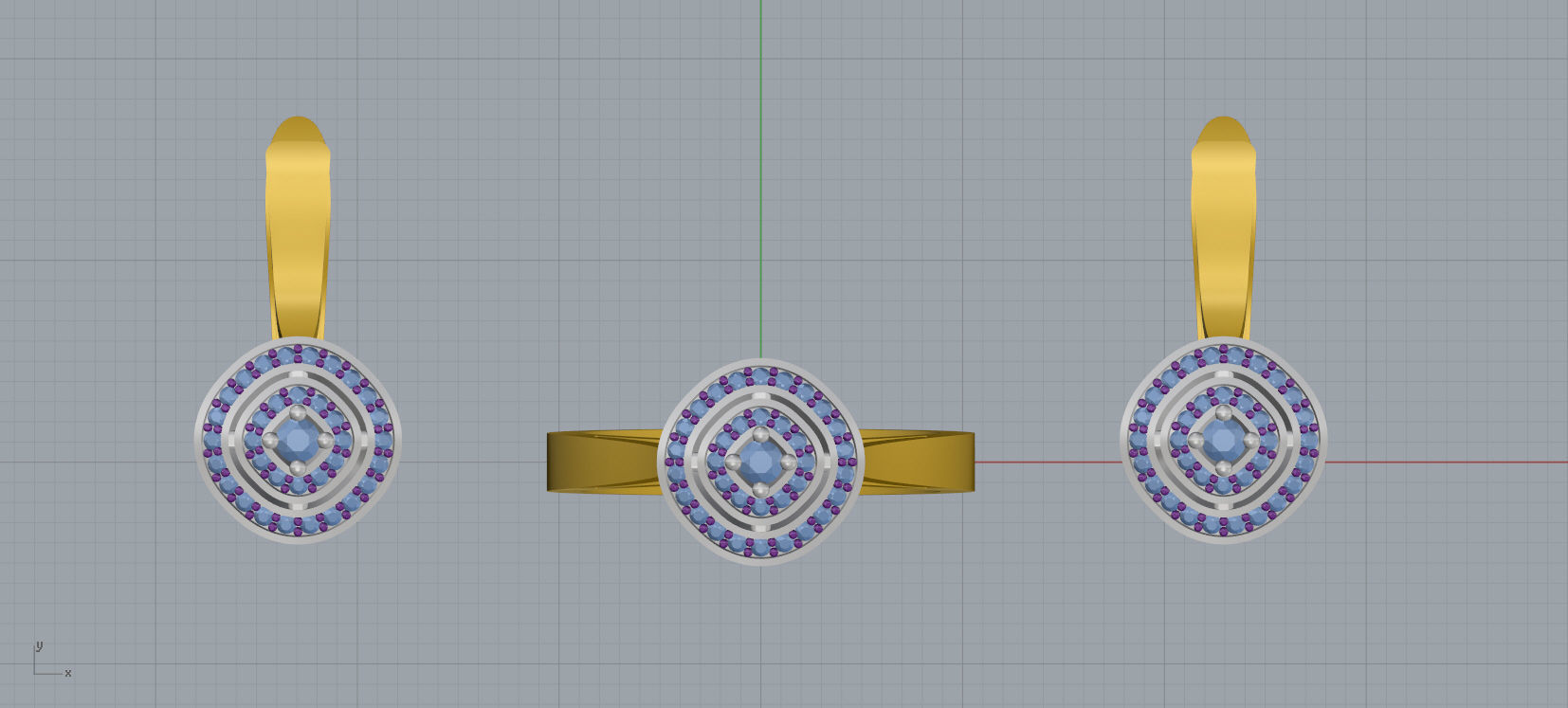 Ring and Earrings Diamond jewelry set 3d print model A 07 3D print model_11