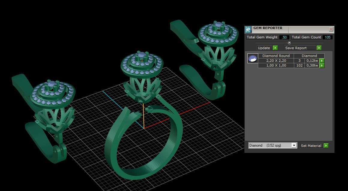 Ring and Earrings Diamond jewelry set 3d print model A 07 3D print model_8