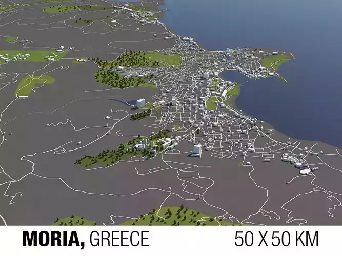 Moria Greece 50x50km 3D model